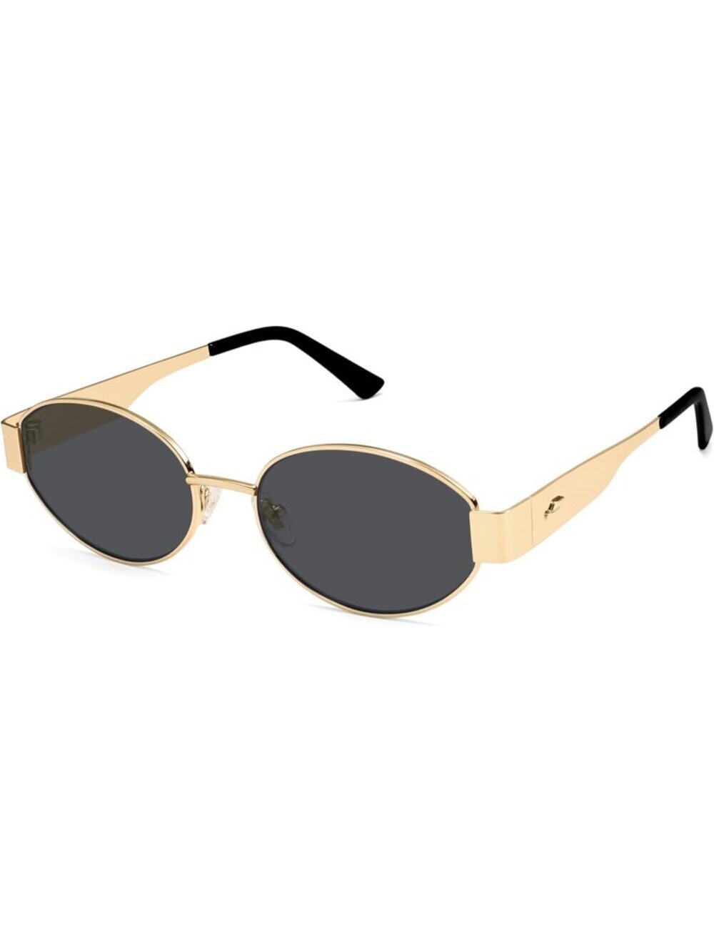 Women's Gold Grey Lens Retro Oval Trendy Shades UV400 Protection Sunglasses
